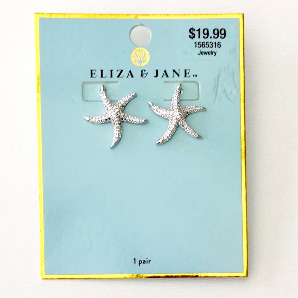 Eliza & Jane: Silver Starfish Pierced Earrings